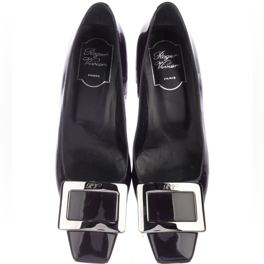 Roger Vivier classic belle metal buckle pumps in patent leather
